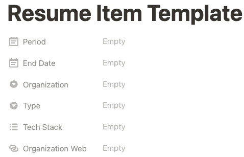 Template for each experience